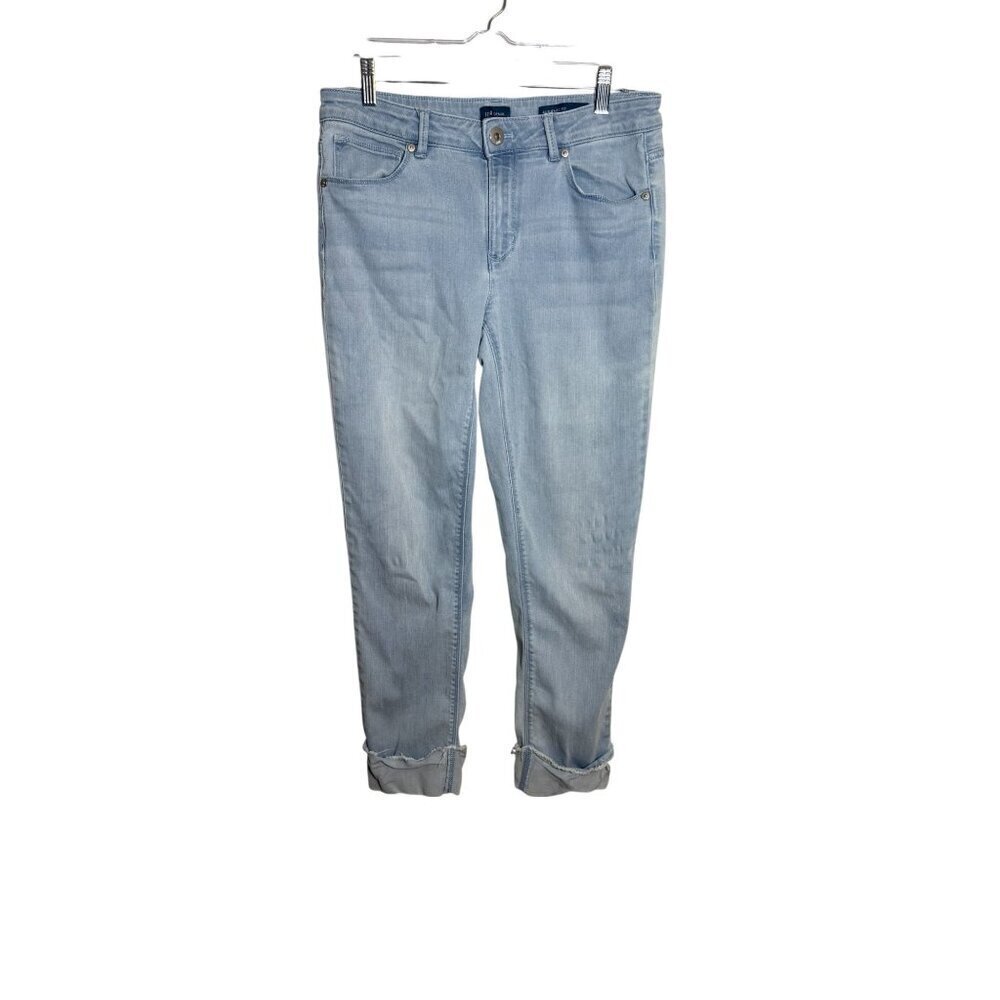J.Jill Womens Light Wash Denim Roll Cuff Jeans Authentic Fit Size 8